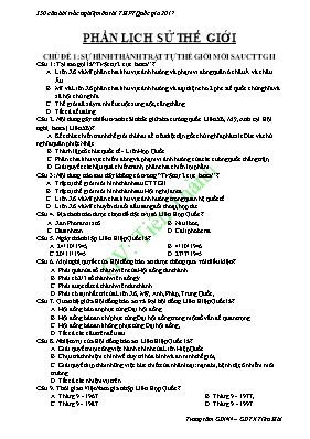 350 Câu hỏi trắc nghiệm Lịch sử lớp 12 phần Lịch sử thế giới - Trường THPT Tiền Hải